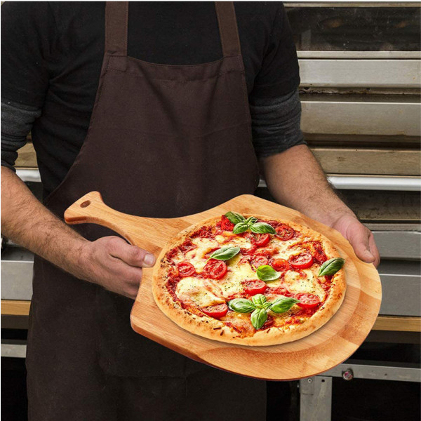 Pizza-spade, Premium Bambus Pizza-spade Padle Skjærebrett Håndtak (Baking Pizza, Brød, Kutte Frukt, Grønnsaker, Ost)