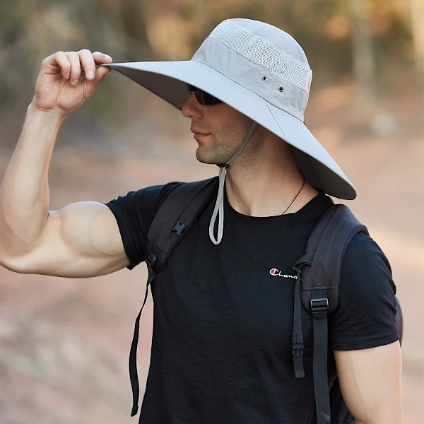 Super Bredbred Bucket Hat Upf50+ Vandafvisende Solhat Til Fiskeri Vandreture Camping C01 Lysegrå C01 light Grey