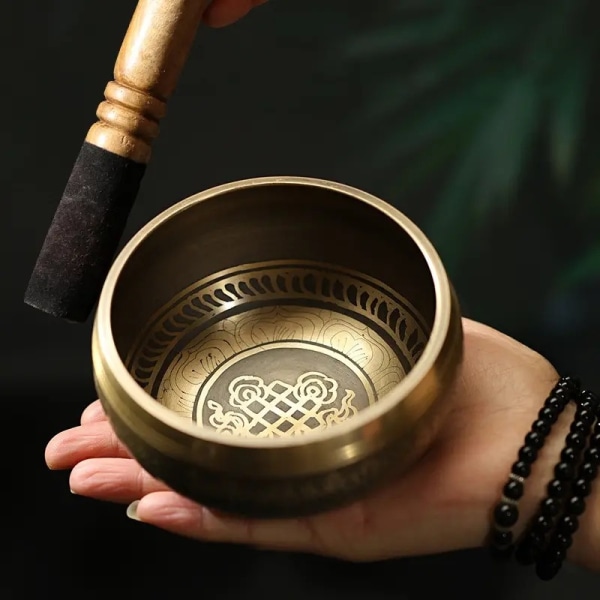 Tibetansk sangskålesæt - Let at spille - 8 cm Zen Mindfulness Sound Musikinstrumenter til Meditation Holistisk Healing fra Himalaya