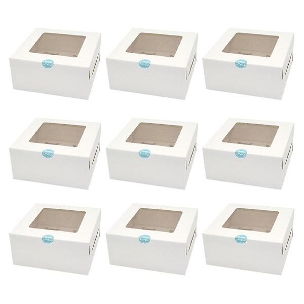 20 stk. 4-ruds Kraftpapir Madpakkebokse Transparente Bagebokse Æg Tart Bakker Muffinbokse Med White 31x24x2cm