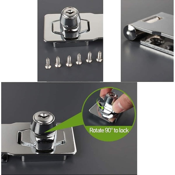 Metallås Hasp Dørbolt Låsespænde med hængelås og nøgle - Forkromet hardware til låsning af skurdøre Skabe Bokse Møbler (1 stk)