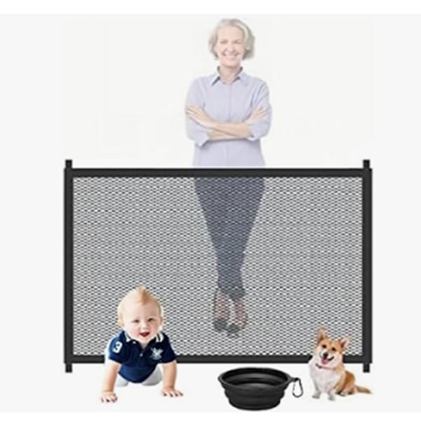 Hundgrind inomhus, husdjursgrind för trappor, säkerhetsnät bärbara vikbara grindar, skyddsgårdsnät grindar för dörrgång hall inomhus utomhus, 28'' x 44'', svart