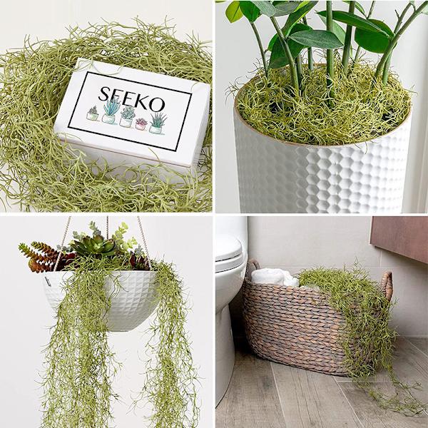 Sukkulenter Spansk Mose, Juletrærpynt, Kunstig Mose for Kunstige Hengende Planter & Mose for Planter - (3pk)