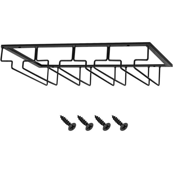 Vinglasstativ under skabsstativ, vinglasbøjlestativ Wire vinglasholder opbevaringsbøjle til skabs køkkenbar (4 rækker)