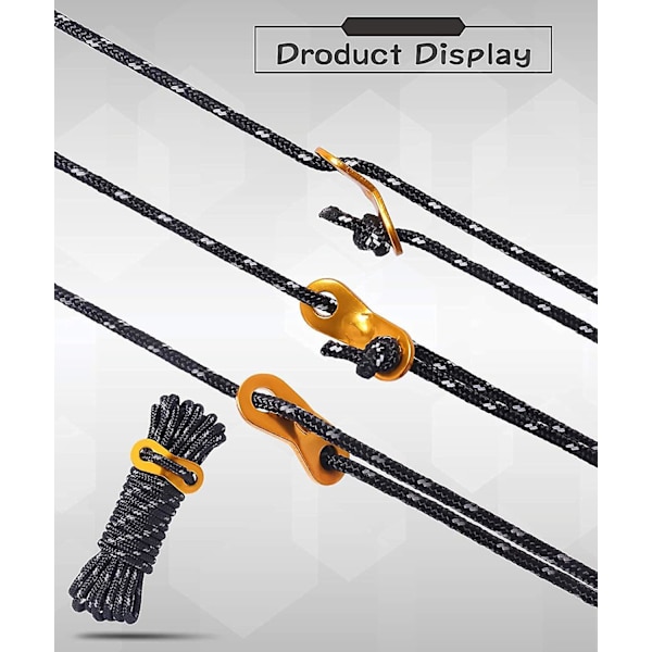 6-pakks Heavy Duty Camping Tau 4mm Refleks Tau Med Strammere Sterk Nylon Snøre For Store Telte Store Presenninger Markise Osv