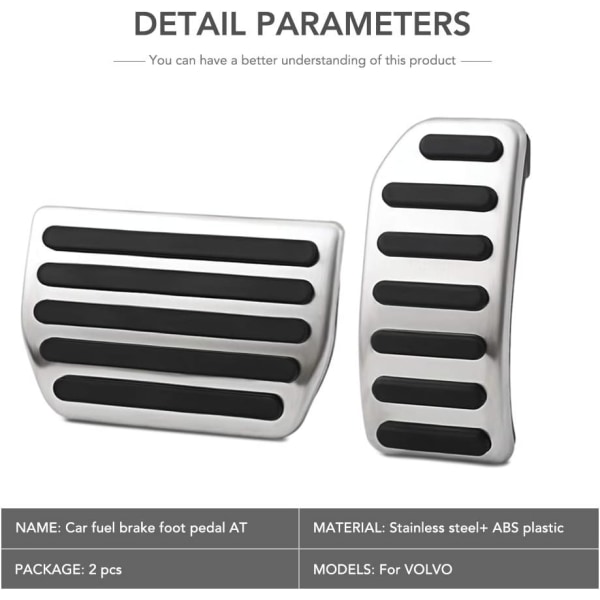 Pedal i Rustfrit Stål Bil Passer til Gaspedal Dæk Brems Pedaler Passer Tilbehør Praktisk Aluminium Legering ( 2 Stk )
