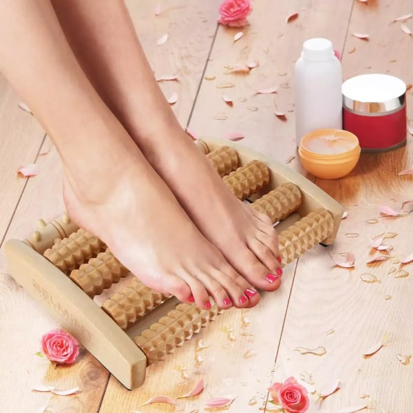 Dual Foot Massager Roller (Large). Lindring af plantar fasciitis, stress, hæl, svangsmerter - Originalen - Shiatsu akupressur afslapning. Fuld instruktion