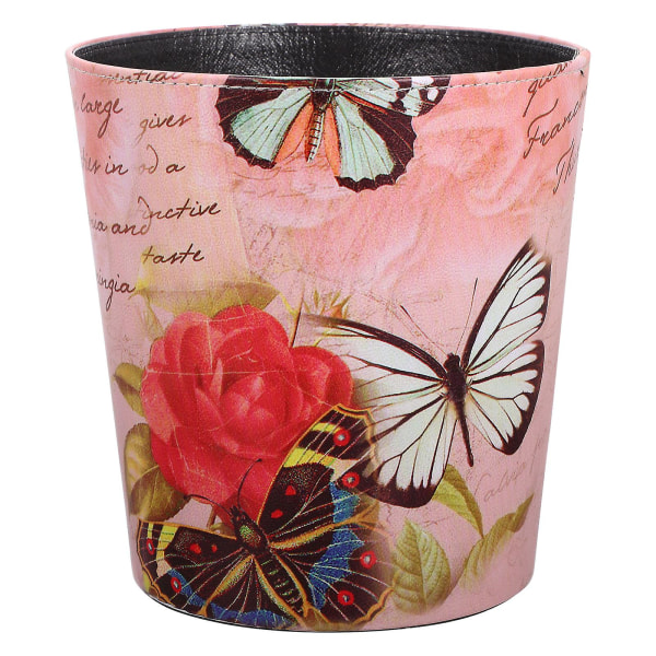 European Style Waste Container Pu Leather Trash Bin Garbage Can Storage Bucket25X19.5CM