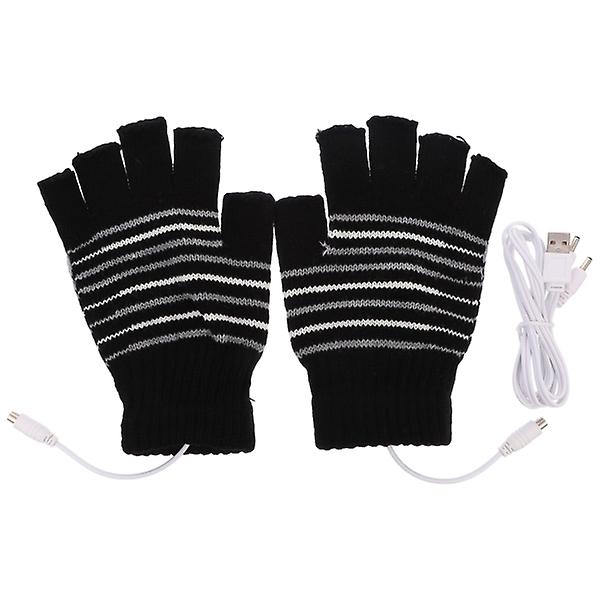 1 Pair Usb Heated Mitten Unisex Gloves Winter Hands Warmer Fingerless GlovesBlack17.5X11X1CM