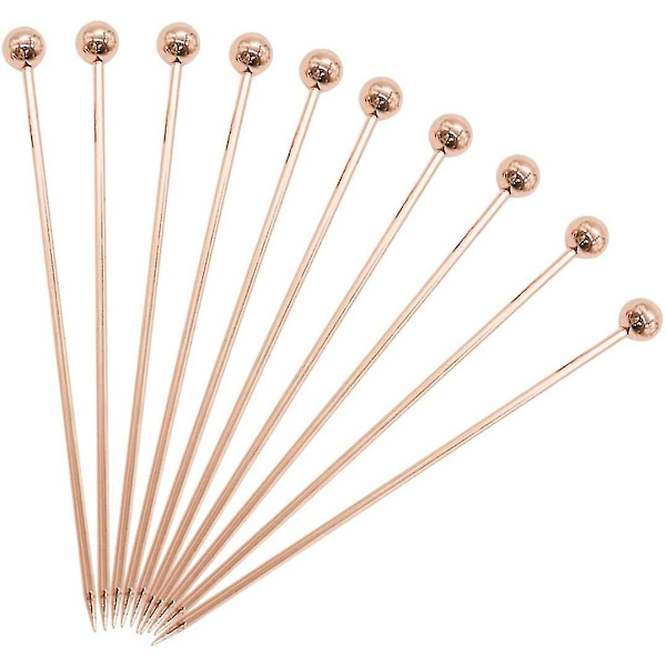 10-pakning Cocktailpinner Sett Rustfritt Stål Fruktpinner Gjenbrukbare Drikkepinner Appetitt Tannpirkere