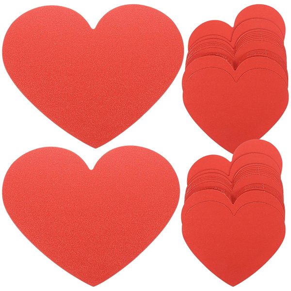 40 stk Hjerteformede Kort Valentinsgavekort Blanke Hjerteformede Kort Hjertepapirudskæring Rød 15X12CM Red 15X12CM