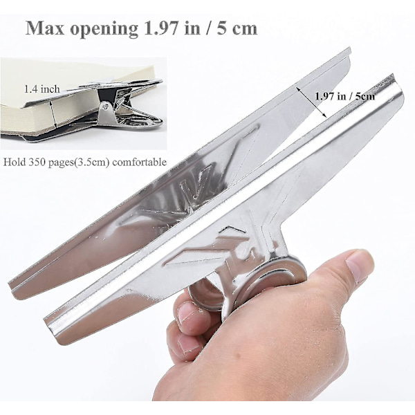 Bulldog Clips, 6 stk. 20 cm Sølv Metal Filbinder Til Hjemmekontor Skoleartikler