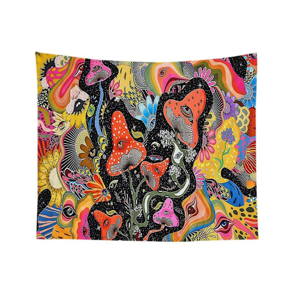 Soppveggteppe Psykedelisk Blomsterveggteppe Passer Rom (130 X 150 cm)