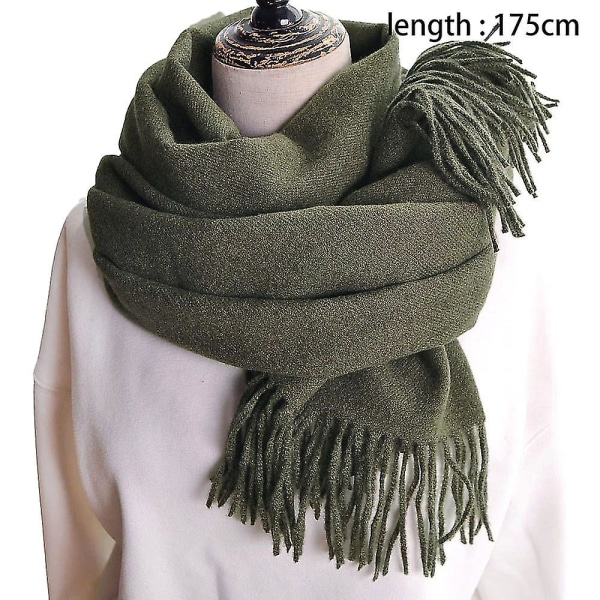 Dameskål, Blanket Scarf, Dameskål i Kæshmir-følelse, Kæshmir-shawl, Armygrøn Army green