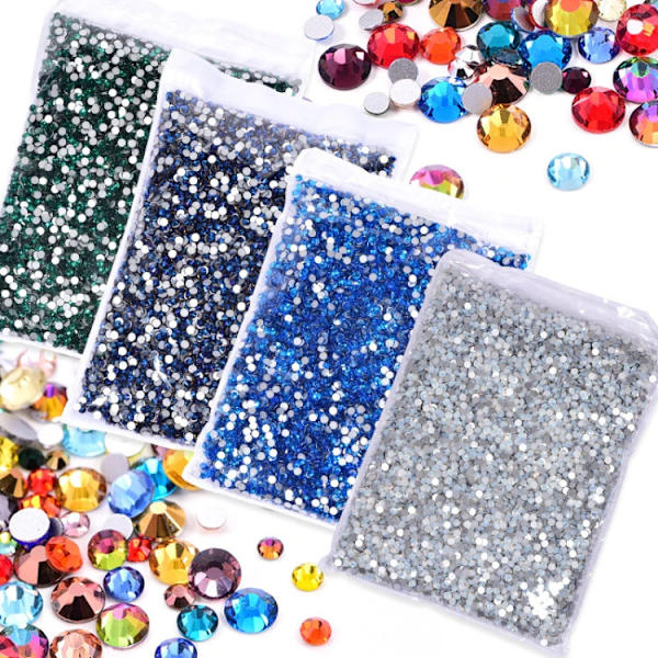 2880 Stykker Flade Rhinestones, SS16 Krystal 3,8 mm Flade Rhinestones til Håndværk, Tøj, Forskellige Farver