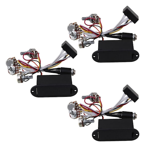 3x 2-bånds Aktiv Bassgitar EQ Equalizer Forforsterker Krets Pickup Svart