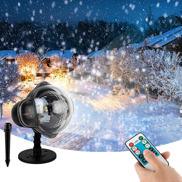 Juleprojektionslampe, LED Sneprojektor Med Fjernbetjening Juleprojektor IP65 Udendørs Julelys Dekorativ Projektion Til Have B