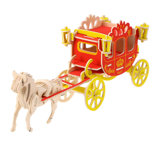 3D Toy Kids Carriage Puzzle 3D Träpussel Royal Carriage Decoration Pedagogiska pussel
