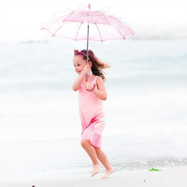 Elegant og stilig paraply for sceneopptreden, brudeparaply med blonder, fotoprop