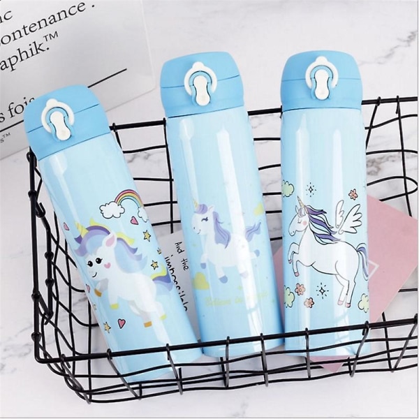 1 Water Bottles 500ml Capacity Drinking Water Cartoon Unicorn Stainless Steel Vacuum Flasks Water Bottle Kids Gift