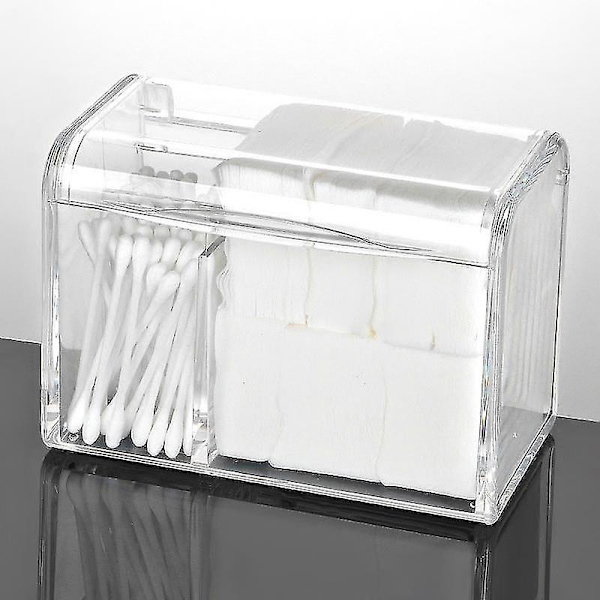 Støvtæt Makeup Vatrondeller Organizer Akryl Kosmetik Vatpinde Opbevaringsbeholdere