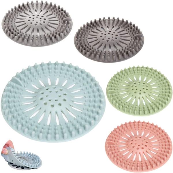 5-pack Hårfångare Hållbara Silikon Hårfångare Dusch Avloppsskydd, Lätt att Installera och Rengöra för Badrum Badkar Kök