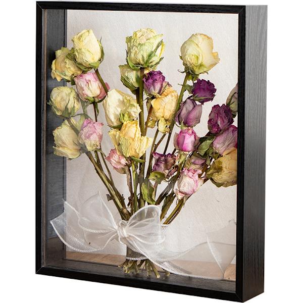 (sort) 8 tommer Træ Tørret Blomst Foto Ramme Tørret Blomst Display Stativ, Dobbeltsidet Box Billede Ramme, til Visning af Tørrede Blomster, Håndværk