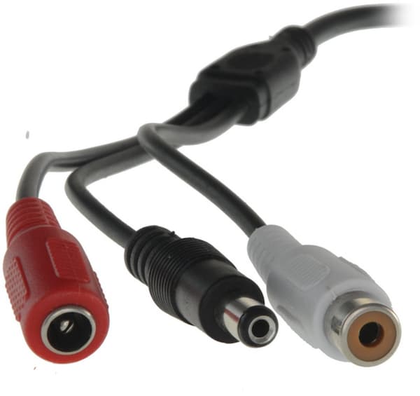 Mini säkerhetskameramikrofon med RCA-ljudkontakt och DC 6V-12V strömgenomgång för CCTV NVR inomhusbruk