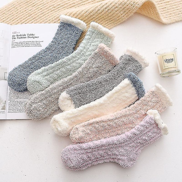 7 Paria Naisten Pehmeät Sukkasukat Talvi Pörröiset Kodikkaat Mökki Lämpimät Pehmeät Fleece