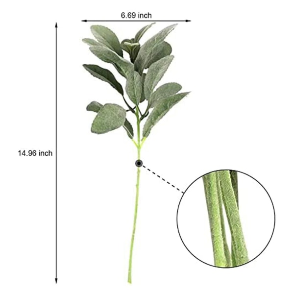 20 Kunstige Grønne Blade med Kort Stilk til Hjemmet