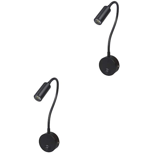 6 stk. Bordarbejds-LED-lampe 3W vægmonteret læselampe med fleksibel slange til hjem og hotel (sort) 4 4 pcs