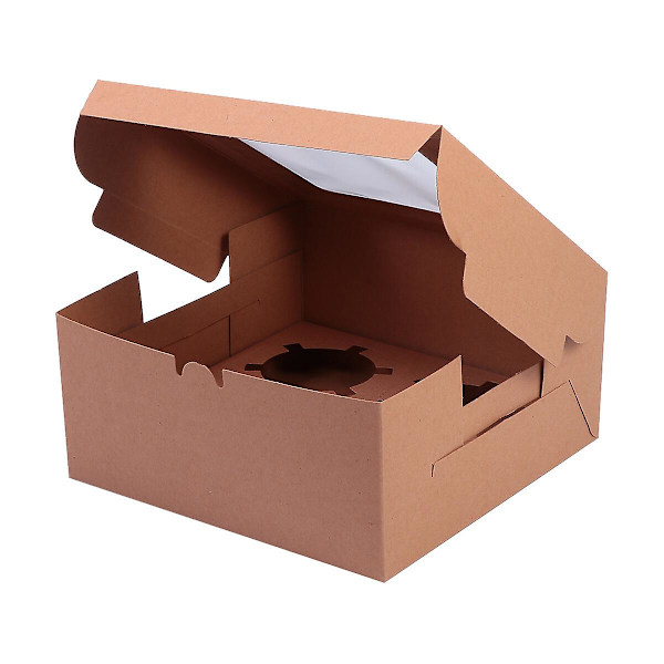 12 st Praktiska Kakförpackningslådor i Papper, Cupcake-Förpackningslåda (Kraftpapper, 12 Rutor) Kraftpapper 16X16X7.5CM Kraft paper 16X16X7.5CM