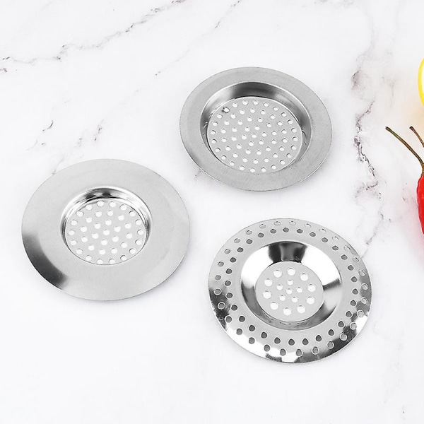 Diskho silplugg i rostfritt stål, standard silavloppsskydd för badrum/kök, hårfångare för badkar/dusch (4 st, silver)