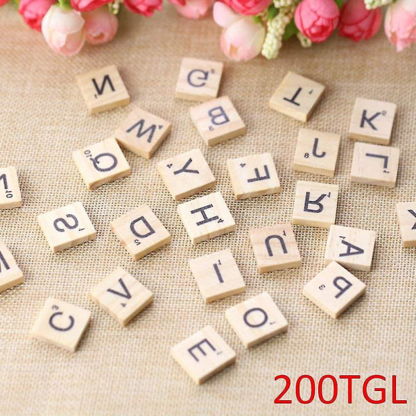 Scrabble Bogstaver Træ Scrabble Fliser 200 X Scrabble Mursten Alfabet Brætspil