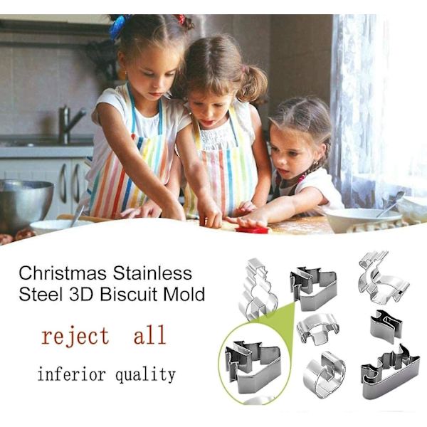 Julekakeformer, julekakeformer, 8 julekakeformer i rustfritt stål, for DIY kakedekorering fondant kjeks kake bakverk Chris