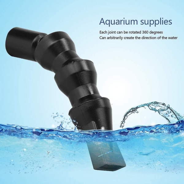 Vannutløp for akvarium, Vannutløpsdyse, Plast Akvarium Vannutløp Roterende Dyseutstyr (1 stk, Svart)