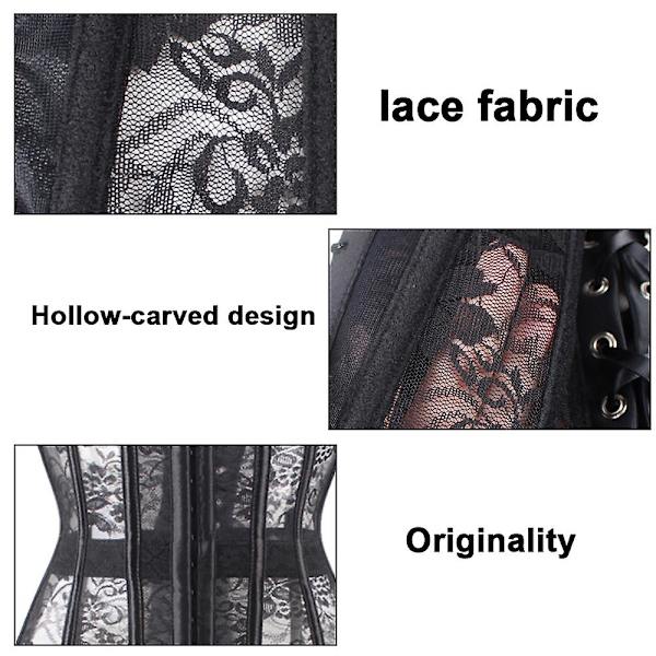 Mesh Underbust Korset Top Gennemsigtig Fiskenet Brokade Sheer Bustier Talje Cincher Lingeri Med Strømpebåndsstropper 3XL 3XL