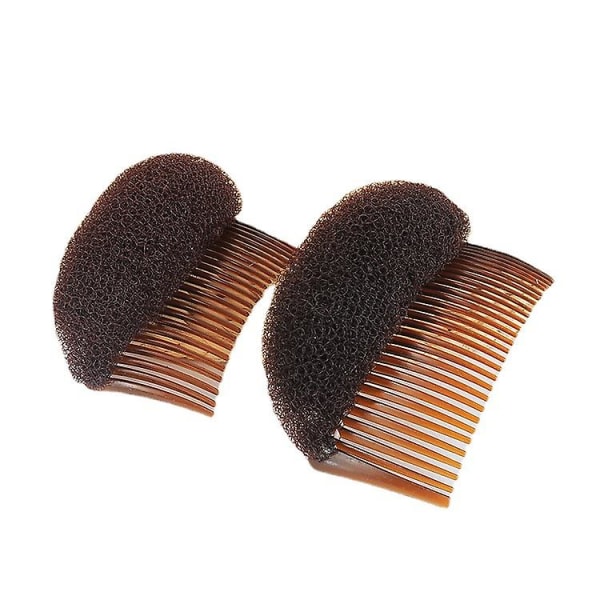 Hårstyling Clip Bun Maker Hårinläggsverktyg Multifunktionella hårtillbehör med kam för direkt frisyr (brun), kampad (2 st)