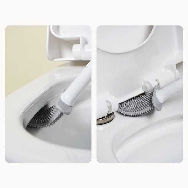 Fleksibel toiletrengøringsskål børstehoved med silikonebørster, organisering med ventilationsåbninger (hvid)