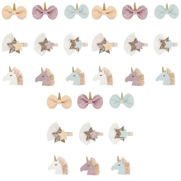 27 stk Søte Enhjørning Sløyfe Knute Stjerne Hårklipp Fest Jente Søt Hodeplagg 27 stk 7x6.5x0.5cm 27 pcs 7x6.5x0.5cm