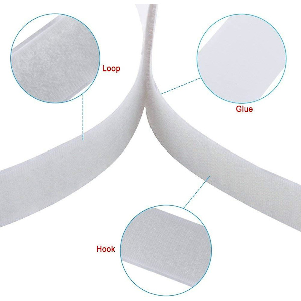 Klettband Sjlvhftande 25m Extra Stark, Dubbelsidigt Lim med Kletthake 20mm Bred Sjlvhftande Limplatta