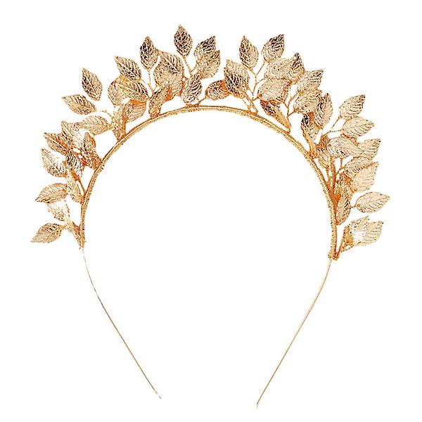 1pc Fashionable Silver Leaf Shape Elegant Bride Crown For Dancing Party WeddingGolden18.5x13cm