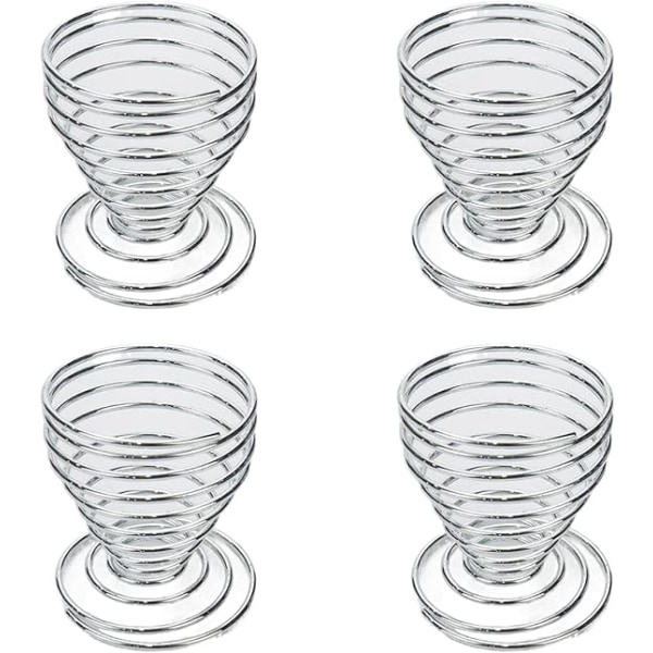 4-pack Rostfritt Stål Fjäder Äggkoppshållare, Fjädertråd Äggkopp, Rostfritt Stål Äggkoppar, Äggkoppshållare, Modern Äggkoppshållare
