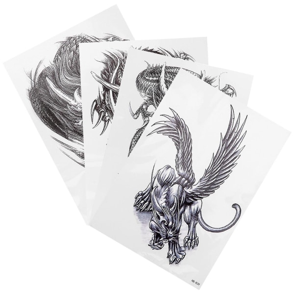 4 ark falska tatueringar Goth tatuering klistermärken Dragon tatueringar Unika tillfälliga tatueringar Blandad färg21x1 Assorted Color 21x14.5cm