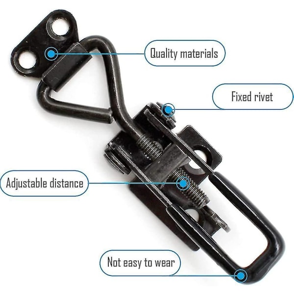 Justerbar Toggle-klips, Rustfritt Stål Toggle-lås, Vertikal Toggle-klemme Lås, Metall Kasse Lås For Kofferter, Bagasje Og Garderober (svart) 2 stk Ji