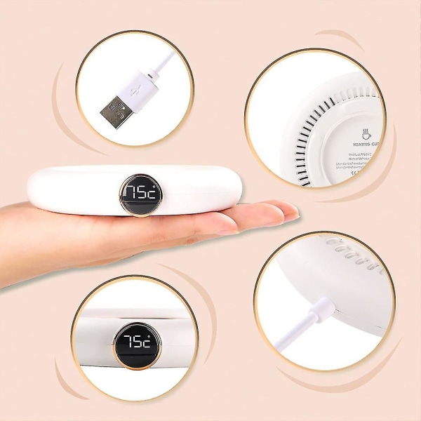 Bärbar USB-driven koppvärmare med automatisk avstängning och 3 temperaturinställningar - Vit white