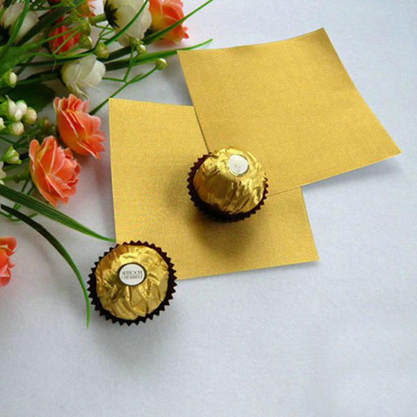 300 stk. Kvadratiske Slikpapirer i Aluminiumfolie - Guld