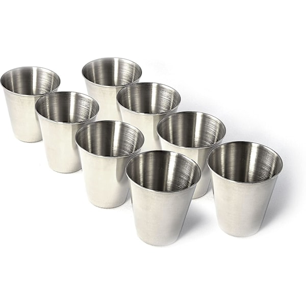 Sæt af 4 Schnapps Kopper 70ml Store Rustfrit Stål Shotsglas i Læderetui med Lynlås