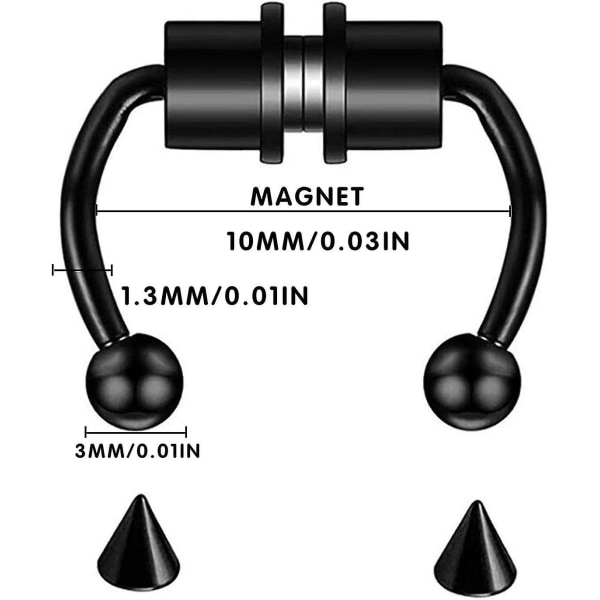 4 st Magnetiska Septum Näsringar i Rostfritt Stål Magnet Falsk Septum Näsring