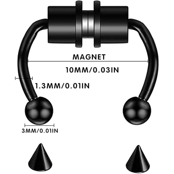 4 stk Magnetiske Septum Nesering i Rustfritt Stål Magnet Falsk Septum Nesering